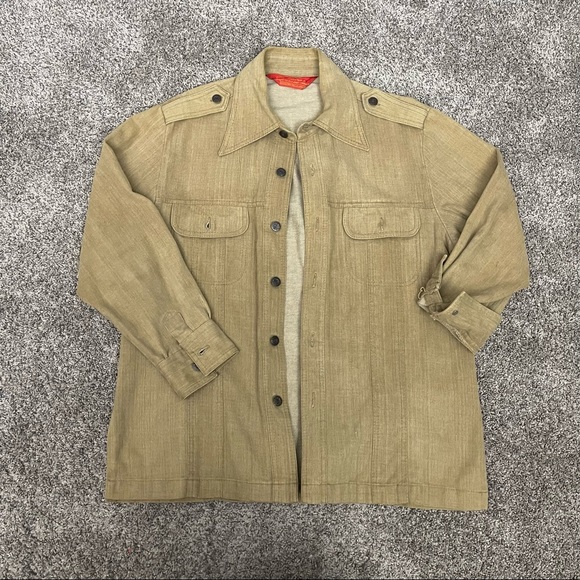 Vintage 70s Kings Road Shop Tan Denim Jacket Size Large - Picture 2 of 12